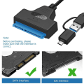 Pikkukuva 5 / 5: USB 3.1 - SATA-kaapeli, helppokäyttöinen asemakaapeli, Type-C USB 3.0, 2-in-1 kiintolevy