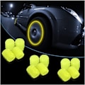 Miniatyrbillede 1 af 4: (Gul)Fluorescerende bildækventilhætte, 12 stk. lysende bildækventil med lysende dæksel, universal tilbehør til lastbiler, SUV, motorcykler