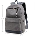 Pikkukuva 2 / 5: Reppu, Canvas Business Travel Backpack, Oppilaitoskoululaukku, Läppärireppu, Ulkoinen USB-latauslaukku kuulokeliitännällä (Harmaa)