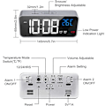 Miniatyrbild 2 av 5: Digital väckarklocka, LED-väckarklocka med snooze-funktion, USB-portar för laddning (silverfärg)