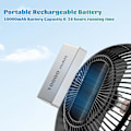 Miniatyrbillede 5 af 5: USB Bordventilator, Genopladelig Bærbar Ventilator, 8 Tommer Klipsventilator, 10000mAh Barnevognsventilator, 4 Hastigheder Stærk Luftstrøm, 720° R