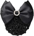 1 x Satin Rhinestone-båge Nät Hårclips för Bun, Svart