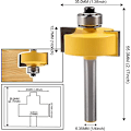 Miniatyrbillede 2 af 5: 1/4' Falsetning Router Bit med 6 Justerbare Lejer, Cementeret Karbid Notfræser, til Træbearbejdning og DIY Værktøjer