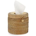 Miniatyrbilde 1 av 5: Rattan Vevboks Rund Dispenser Vevboks Skrivebord Organizer for