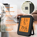 Miniatyrbild 4 av 5: Digital hygrometer termometer, inomhus- och utomhus hygrometer termometer, med trådlös utomhussensor, LCD-bakgrundsbelysning ℃/℉, för kontor, hem, sovrum - Svart