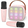 Miniatyrbilde 1 av 5: Trådløs karaoke-mikrofon for barn med 2 mikrofoner, bærbar Bluetooth-karaoke-mikrofon med magisk stemmeveksler og LED-lys HiFi-lydkvalitet Mini Com