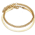 Miniatyrbillede 1 af 5: 1 stk. (Guld) Lagdelt Slangeben Ankelkæde Punk Cuban Link Ankel
