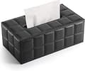 (Noir) Bote  Mouchoir Rectangulaire en Cuir