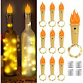 Miniatyrbillede 1 af 5: 10 stk. LED korkflamme lyskæde 2m 20 LED vinflaske lyskæde til DIY fest jul bryllup varm hvid