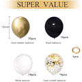 Miniatyrbillede 2 af 5: Guld Konfetti Sort Ballon, 50 Styk 12 Tommer Hvid Latex Fest