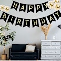 Miniatyrbild 2 av 4: Svart Dekorativ Banner för Födelsedag, Grattis på Födelsedagen Ballonger