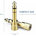 Miniatyrbillede 4 af 5: 6,35 mm han til 3,5 mm hun lydjacksadapter, 3,5 til 6,35 mm forgyldt adapter til guitar, klaver, forstærker, kæde, smartphone - 2-pak