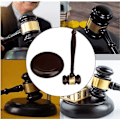 Miniatyrbild 3 av 5: Hammare och Block Set Anpassad Massivt Trä Domare Hammare Jurist Student