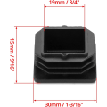 Miniatyrbillede 4 af 4: 10 stk. 30 x 30 mm Kvadratiske Rør Flap Propper, Kvadratisk Sort Plastik
