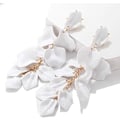 Miniatyrbild 3 av 4: Just Follow Långa Akryl Ros Blad Örhängen Dangle Överdrivna Blomma Örhängen Drop Statement Floral Tassel Örhängen, Vit