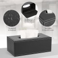 Miniatyrbillede 2 af 5: Rektangulær Læder Vævsæske (Sort 1)