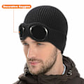 Miniatyrbillede 2 af 5: 1 sort vinter varm strikket beanie