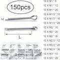 Miniatyrbillede 2 af 5: Cotter Pin 150 stk. 304 Rustfrit Stål Låsepin Assorteret