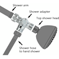 Miniatyrbilde 3 av 5: 3-veis avlederdusjventilbryter, massiv messing, gjenge (12,7 mm),
