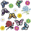 Miniatyrbillede 1 af 5: 16 Styk Blomst Broderi Stryge-på Lap, Butterfly Broderi