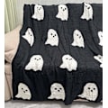 Miniatyrbillede 1 af 5: Halloween Spøgelses Tæppe Sort Halloween Tæppe Letvægts Blødt Plysset Fuzzy Vendbart Tæpper til Seng Sofa