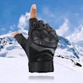 Miniatyrbillede 5 af 5: Blå Unisex Udendørs Sports Åndbar Finger Taktiske Handsker Sort L