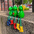 Miniatyrbillede 2 af 5: Sæt af 3 Havefigurer og Statuer Frø Havepynt