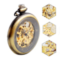 Miniatyrbild 2 av 4: Klassisk Steampunk Fickur för Män Guld Skelett Handvev