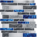 Miniatyrbild 1 av 5: 10-ark Peel and Stick Backsplash, 12 tum x 12 tum Blå Marmordesign