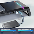 Pikkukuva 4 / 5: RGB-pelikoneen näyttöjalusta - 4 USB 3.0 -hubia, 3 pituussäädettävää näyttöjalustaa laatikolla, säilytyksellä ja