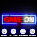 Miniatyrbillede 4 af 5: Game On Neon Skilt Til Vægskilt Game Led Neon Lys USB Akryl