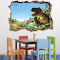 Miniatyrbild 3 av 5: 3D Trasig Vägg Dinosaurie Paradis Sovrum Vardagsrum Barn