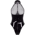 Miniatyrbillede 5 af 5: 1 stk (Sort) Kvinders Laklæder Fiskenet Bryst Lynlås Bodysuit