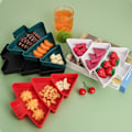 Miniatyrbild 3 av 5: Julgransformade Tallrikar Plast Julgransbricka Snacks Appetitbricka Plast Serveringsbricka 3 Fack Mu
