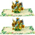 Pikkukuva 1 / 5: 2 kpl Auringonkukka Pop Up -kortteja, Käsintehty 3D Pop Up -tervehdys