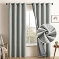 Miniatyrbilde 1 av 5: 99% Total Blackout Gardiner 40 cm Lengde for Vindubehandling, Faux Linen Termisk Isolerte Gardinringer for Soverom