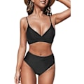 Miniatyrbillede 1 af 5: Dametøj V-hals Twist Højtaljet Bikini Sæt Elegant 2 Dele