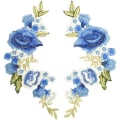 Miniatyrbillede 1 af 4: Appliqué Sy-på Jern-på Lap Blomst DIY Broderi Blå Lap Em