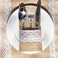 Miniatyrbilde 2 av 5: 60 festlige bestikkposer til bryllup, lin-blonder bestikkholder -