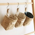 Miniatyrbilde 4 av 5: Bomullslin Oppbevaringskurv Bag Glodenbridge Foldbar Oppbevaringskurv Bag med Håndtak, Hjem, Organiser Boks for Hjem Garderobe Leker Kontor Skrivebord, Soverom. (sett med 3)