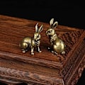 Miniatyrbillede 3 af 5: 1 par messing kanin figur lille kanin statue ornament hus A