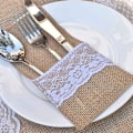 Miniatyrbilde 4 av 5: 60 festlige bestikkposer til bryllup, lin-blonder bestikkholder -