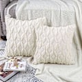 Miniatyrbild 4 av 4: 2 st mjuka korta plysch sammets dekorativa kuddfodral lyxig stil för soffa sovrum beige 50 X 50 cm