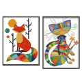 Miniatyrbild 1 av 5: Färgglad räv broderikit (räv + färgglad katt två per set)