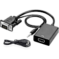 Miniatyrbillede 1 af 5: VGA til HDMI adapter med 3,5 mm lydkabel og strømledning, VGA