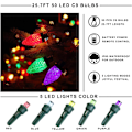 Miniatyrbillede 4 af 5: 25,7FT 50LED Batteridrevne Julelys, 8 Tilstande Julepynt Indendørs Lys, Vandafvisende C9 Julelys