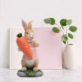 Miniatyrbillede 5 af 5: Kanin Gulerod Statuer Bunny Æg Figurer Havepynt Dyr Forår Påske (Gulerod)