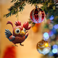 Miniatyrbillede 2 af 5: Sød Kylling Hængende Pynt Julehat Kylling Pynt Sød Julekylling Bilhængende Hjem Træ Dekoration
