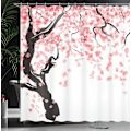 Miniatyrbillede 4 af 4: Blomster Bruseforhæng, 180cm x 180cm, Pink Sort, Kirsebærblomst