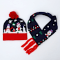 Miniatyrbillede 3 af 5: Jule LED Lysende Beanies Halsklæde Strikket Hat Jule Beanies til Voksne Børn Vinter Varmt Jule Hat Halsklæde (S